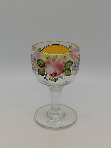 Enamel-decorated wine glass with motto field