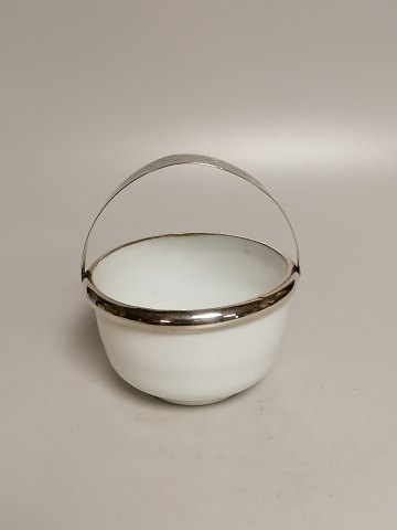 Milky white sugar syrup of opaline glass with 
silver-plated handle