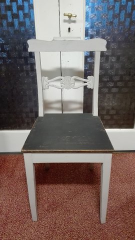 Svenske spisebords stole gråmalet med sort sæde 8. stk.